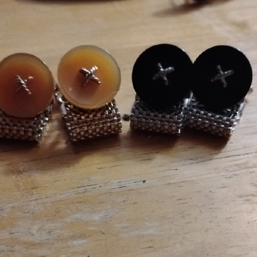 Elegant Silver and Black Cufflinks